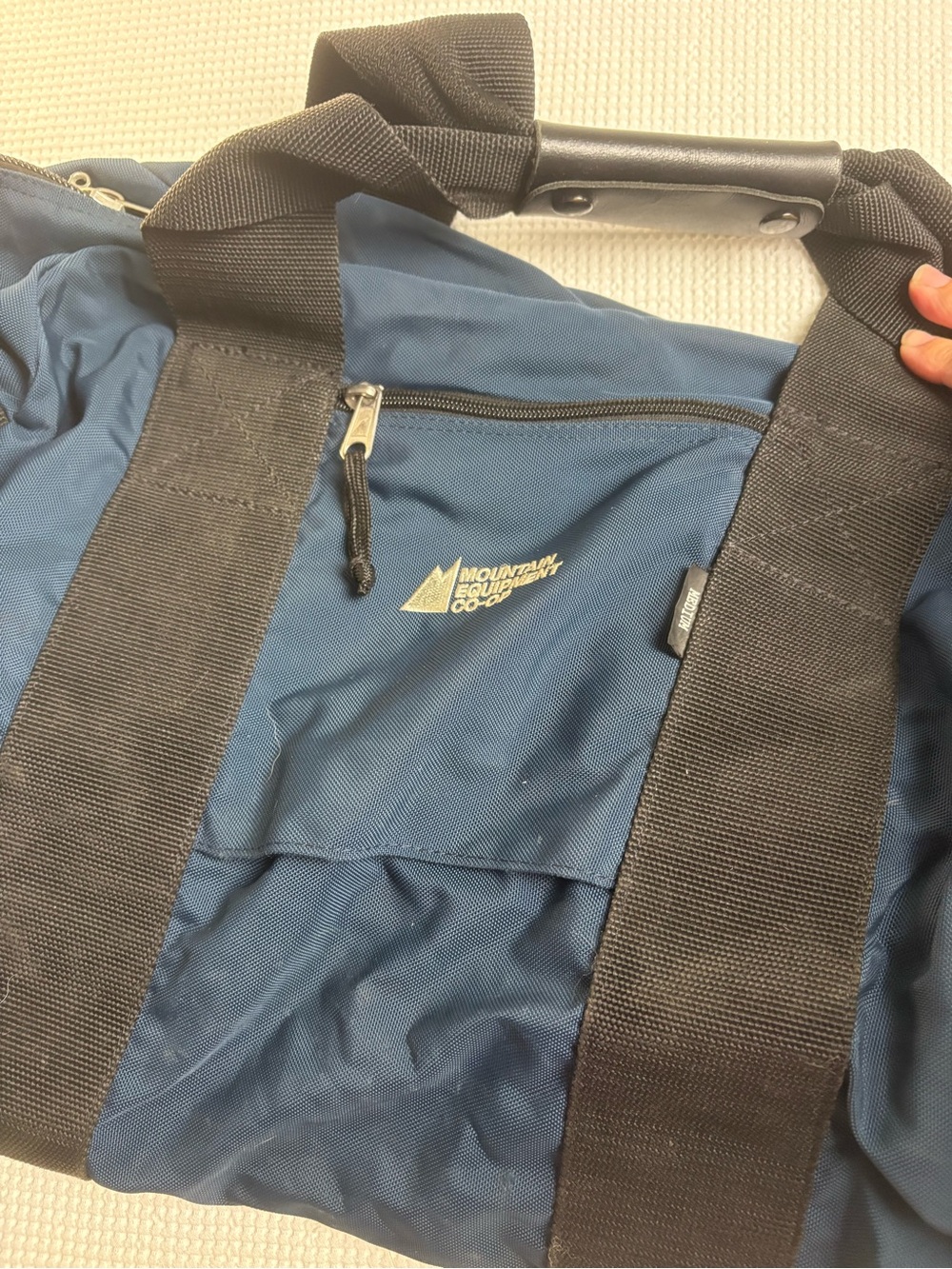 Mountain Equipment Co-op Navy Duffel Bag with Black Straps
